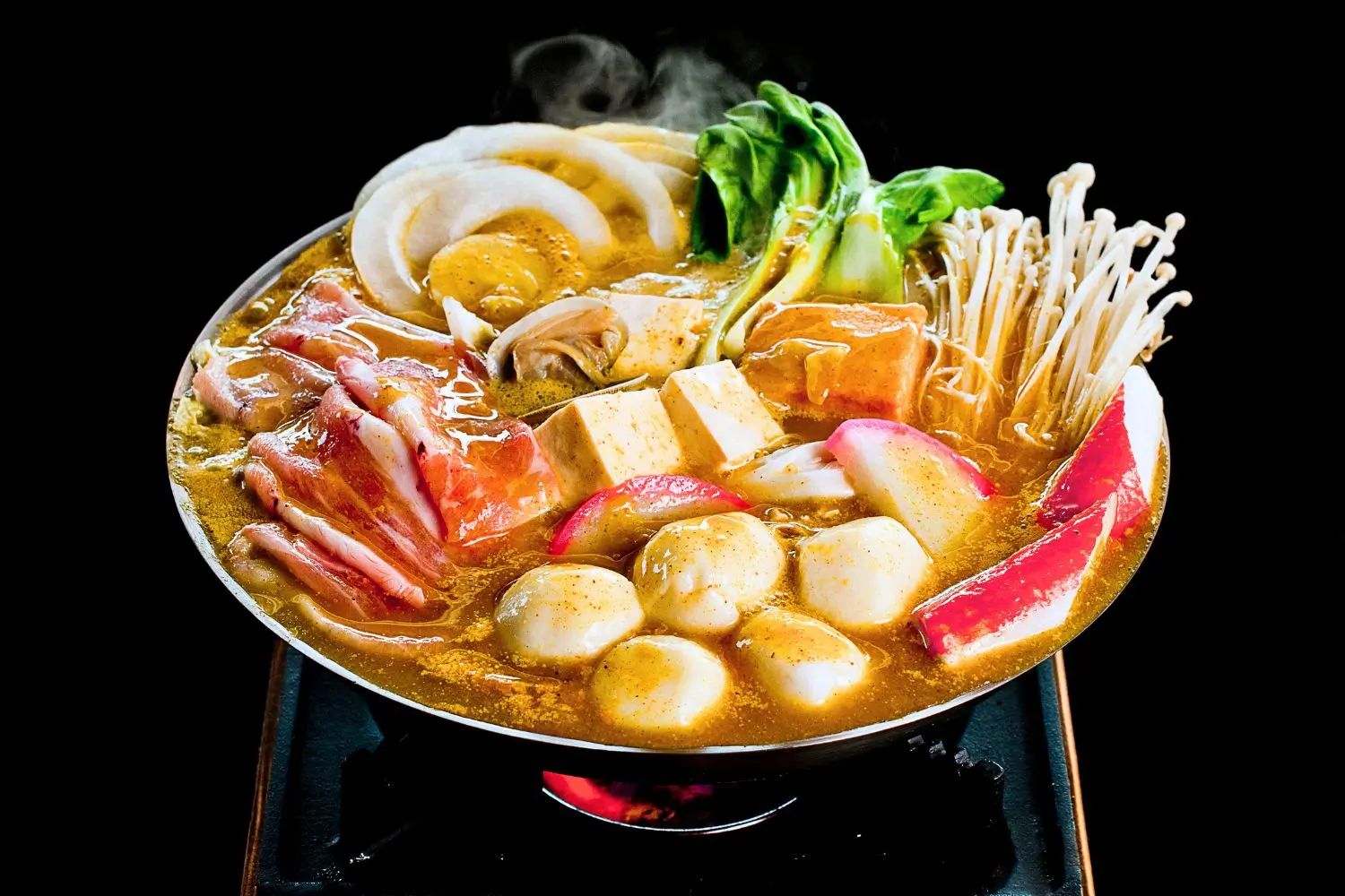 Curry hot pot with meat and tofu at Blaze Korean BBQ & Hot Pot, a Korean Restaurant in Myrtle Beach